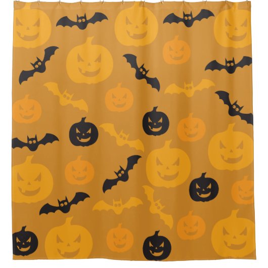 Halloween pompoenen en vleermuizen douchegordijn (Voorkant)