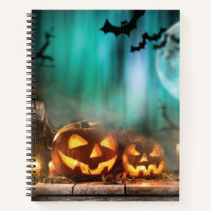 Halloween pompoenen en vleermuizen notitieboek