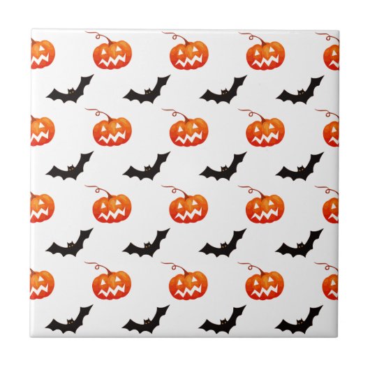 Halloween pompoenen en vleermuizen, Trick or treat Tegeltje (Voorkant)