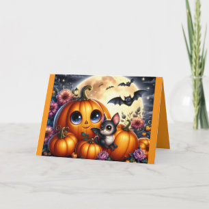Halloween Pompoenen En Vleermuizen Wenskaart Kaart