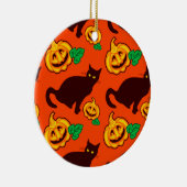 Halloween pompoenen en zwarte kat keramisch ornament (Rechts)