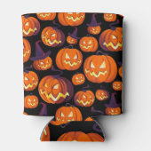 Halloween pompoenen: griezelig naadloos patroon. blikjeskoeler (Achterkant)