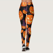 Halloween pompoenen: griezelig naadloos patroon. leggings (Achterkant)