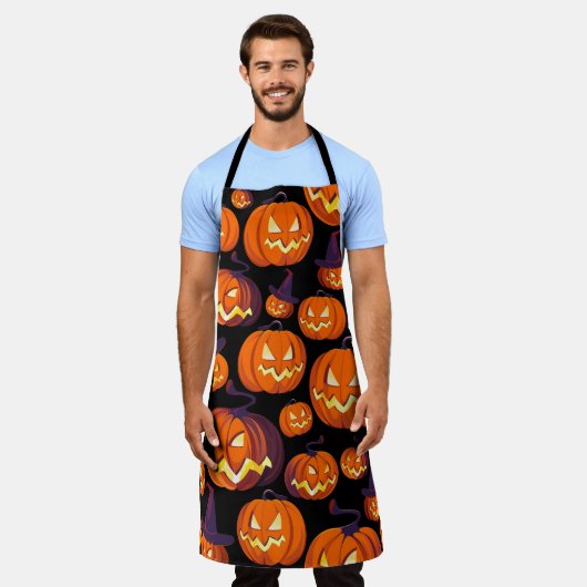 Halloween pompoenen: griezelig naadloos patroon. schort (Gedragen)