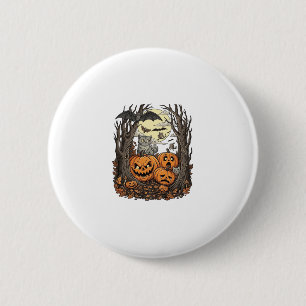 Halloween Pompoenen Grijze Kat Vleermuis Volle Maa Ronde Button 5,7 Cm