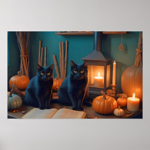 Halloween pompoenen Kat Schattige Spooky feestelij Poster
