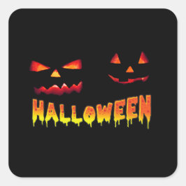 HALLOWEEN POMPOENEN LACHEN IN HET DONKER VIERKANTE STICKER