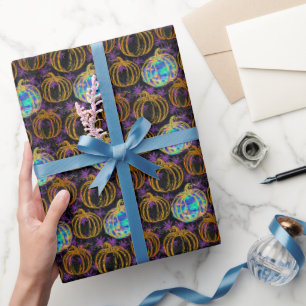 Halloween pompoenen met faux glitter cadeaupapier