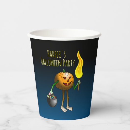 Halloween Pompoenen Papieren Bekers (Voorkant)