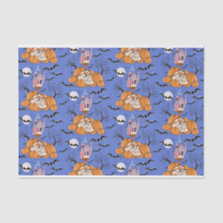 Halloween, pompoenen, schedel en vleermuizen tissu tissuepapier