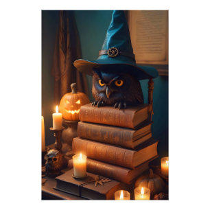 Halloween pompoenen uil Schattige Spooky feestelij Foto Afdruk