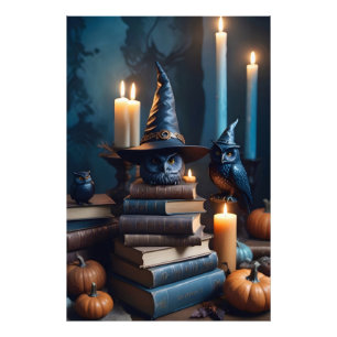 Halloween pompoenen uil Schattige Spooky feestelij Foto Afdruk