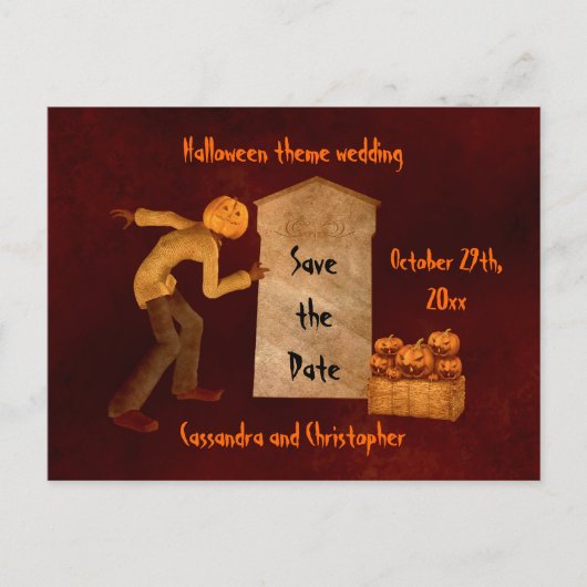 Halloween pompoenkop aankondigingskaart (Voorkant)