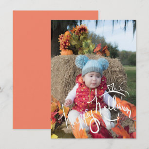 Halloween Pompoenveld Lettering Fotokaart Feestdagenkaart