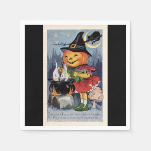  Halloween-pompoenwitboek Napkin Servetten