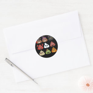 Halloween Poop Emojis Face Pumpkin Pirate Mummy Ronde Sticker