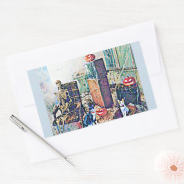 Halloween Porch Katten Rechthoekige Sticker