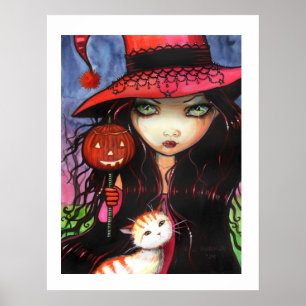 Halloween Poster Heks Kat door Molly Harrison