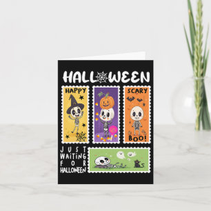Halloween Postzegel Retro Skelet Halloween K Kaart