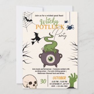 Halloween Potluck Feest Uitnodigingskaart Kaart