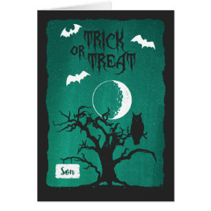 Halloween pour Fils Hibou Arbre Tordu Lune Chauves