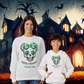 Halloween Pretty Skull Green Bow Personnaliser