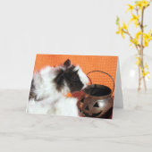 Halloween proefkonijn kaart (Gele Bloem)