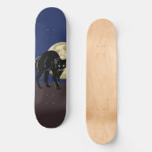 Halloween Prowling Black Cat op een Volle Maan Skateboard (Voorkant)