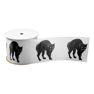 Halloween Prowling Black Cat Silhouette Tekening Lint