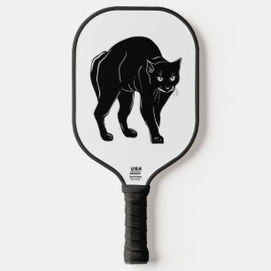 Halloween Prowling Black Cat Silhouette Tekening Pickleball Paddle