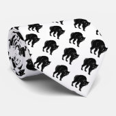 Halloween Prowling Black Cat Silhouette Tekening Stropdas (Opgerold)