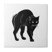 Halloween Prowling Black Cat Silhouette Tekening Tegeltje (Voorkant)
