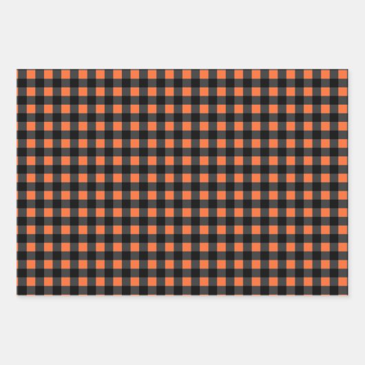 Halloween Pset Pattern in Black and Oranje Inpakpapier Vel (Voorkant)