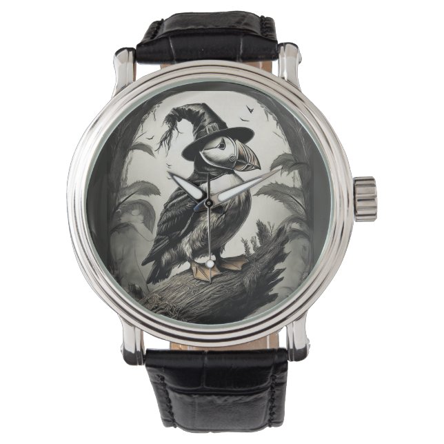 Halloween Puffin Bird Horloge (Voorkant)