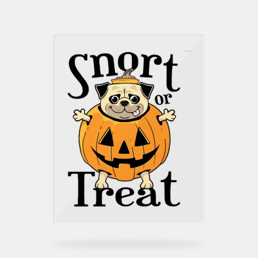 Halloween Pug Acryl Bord (Voorkant)