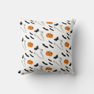 Halloween Pug Ghost Cute Pumpkin en Bats Pattern Kussen