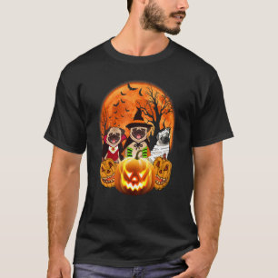 Halloween pug Honden Mummie Heks Duivel Kostuums T-shirt