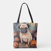 Halloween Pug met pompoenen eng Draagtas (Achterkant)