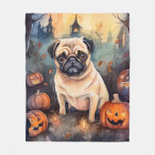 Halloween Pug met pompoenen eng Fleece Deken (Voorkant)