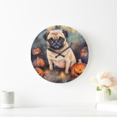 Halloween Pug met pompoenen eng Grote Klok (Huis)