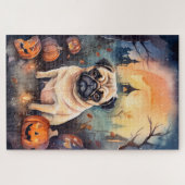 Halloween Pug met pompoenen eng Legpuzzel (Horizontaal)