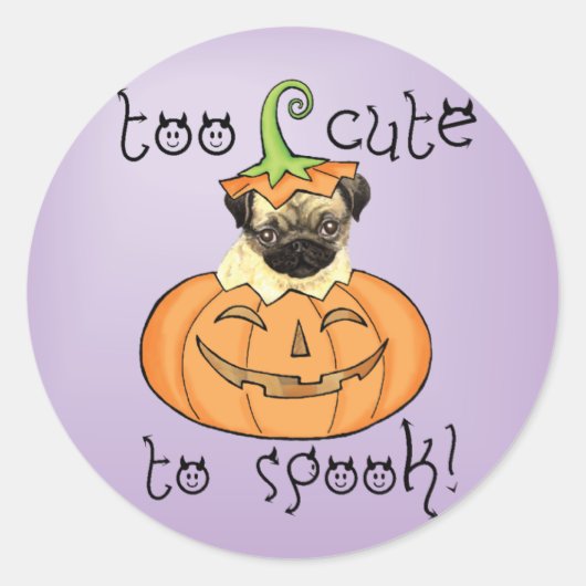Halloween Pug Ronde Sticker (Voorkant)