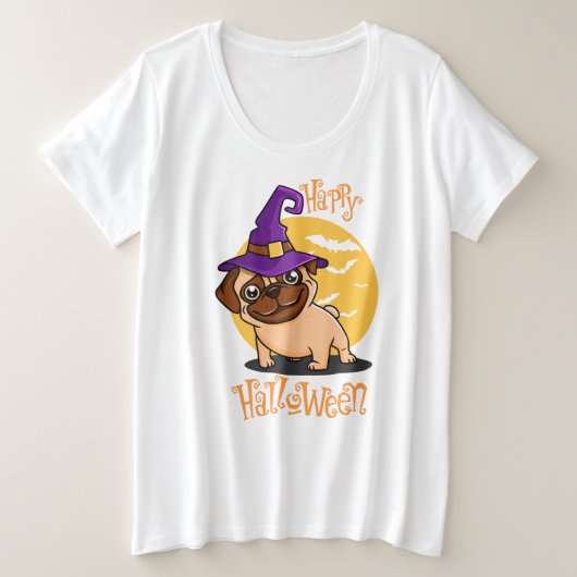 Halloween Puggy Plus-Size-Shirt Grote Maat T-shirt (Design voorkant)