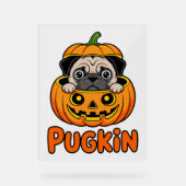 Halloween Pugkin, Pumpkin Pug Dog Acryl Bord (Voorkant)