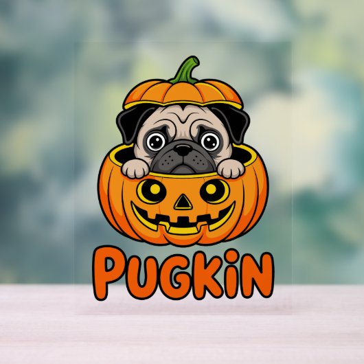 Halloween Pugkin, Pumpkin Pug Dog Acryl Bord (Neutraal)