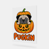 Halloween Pugkin, Pumpkin Pug Dog Acryl Bord (Hoek)