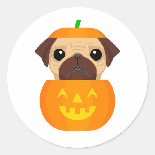 Halloween Pugkin Ronde Sticker (Voorkant)