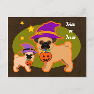 Halloween pugs briefkaart