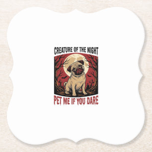 Halloween Pugs-shirt met griezelige begraafplaats Kartonnen Onderzetters