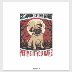Halloween Pugs-shirt met griezelige begraafplaats Sticker